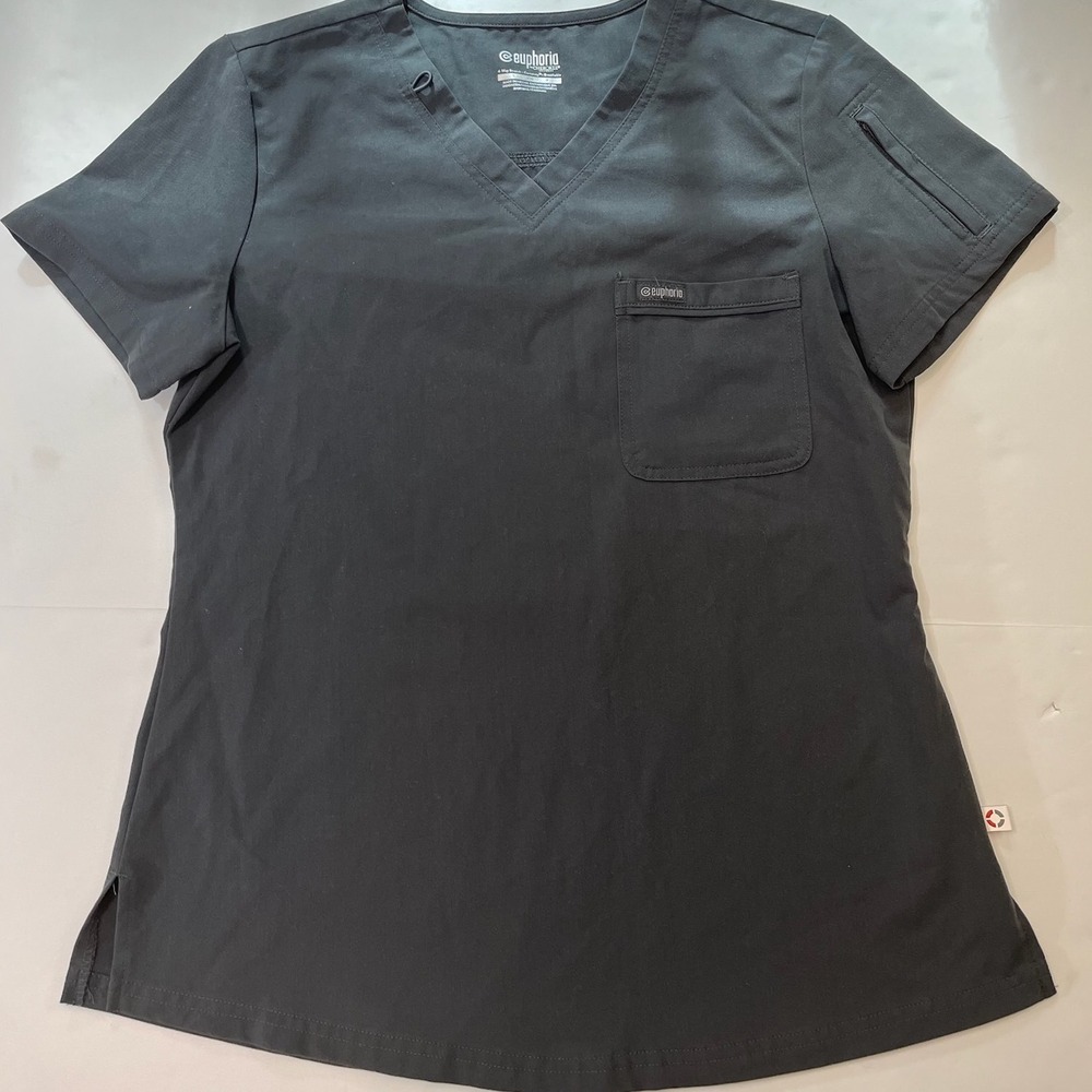 Cherokee Euphoria Scrub Top Women S Pewter V-Neck Stretch CK788A